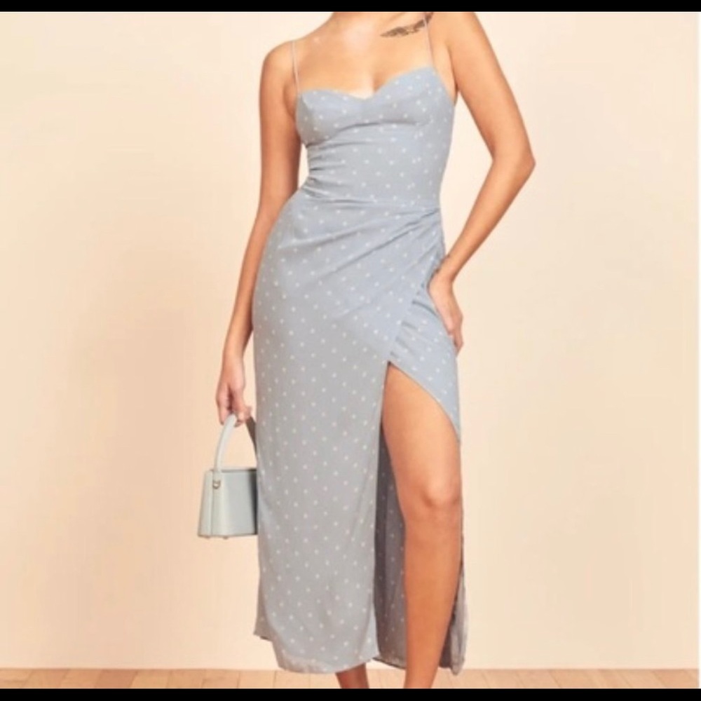 Reformation Kourtney Dress Dew Drop Size 10 blue worn 2 hrs Great condition